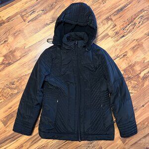 Womens St Johns Bay SJB Active Hooded Black Coat Size S